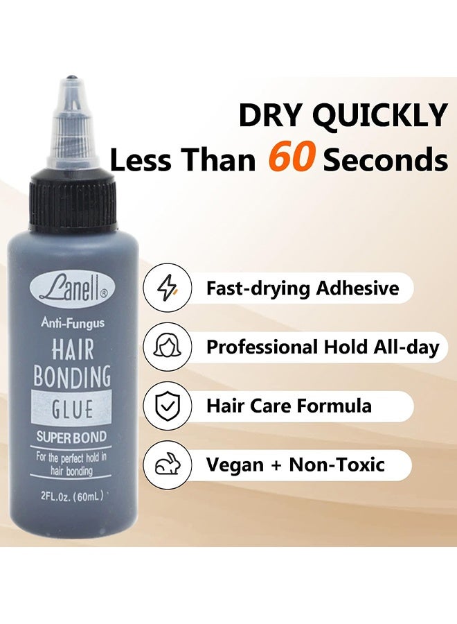 لانيل غراء شعر مقاوم للفطريات، تثبيت قوي للشعر للحصول على تثبيت مثالي، جل لتثبيت الشعر المستعار أو وصلات الشعر مضاد للحساسية، تثبيت قوي، مقاوم للماء وصيغة غير ضارة، سهل التطبيق مع فوهة دقيقة، 60 مل - Image 5